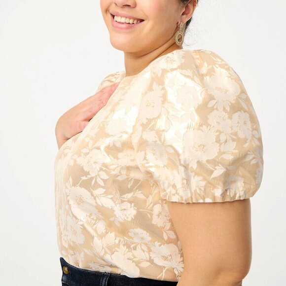 J.Crew Factory Jacquard Puff-Sleeve Top - Picture 2 of 12